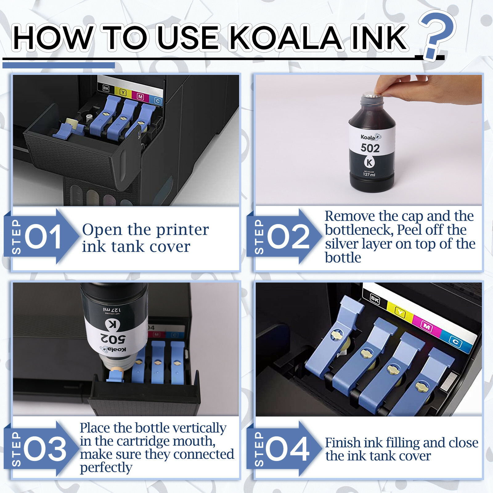 KOALA 502 Ink Compatible with ET-3750 3850 3700 2760 4750 15000 2750 2700 ST4000