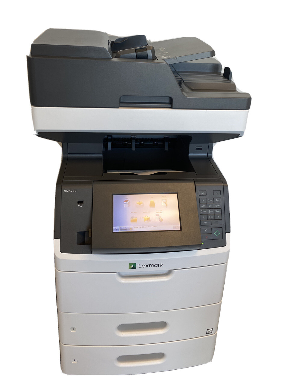 Lexmark XM5263 MFP Laser printer 63PPM Copy Fax Scan email Dual tray w/Toner