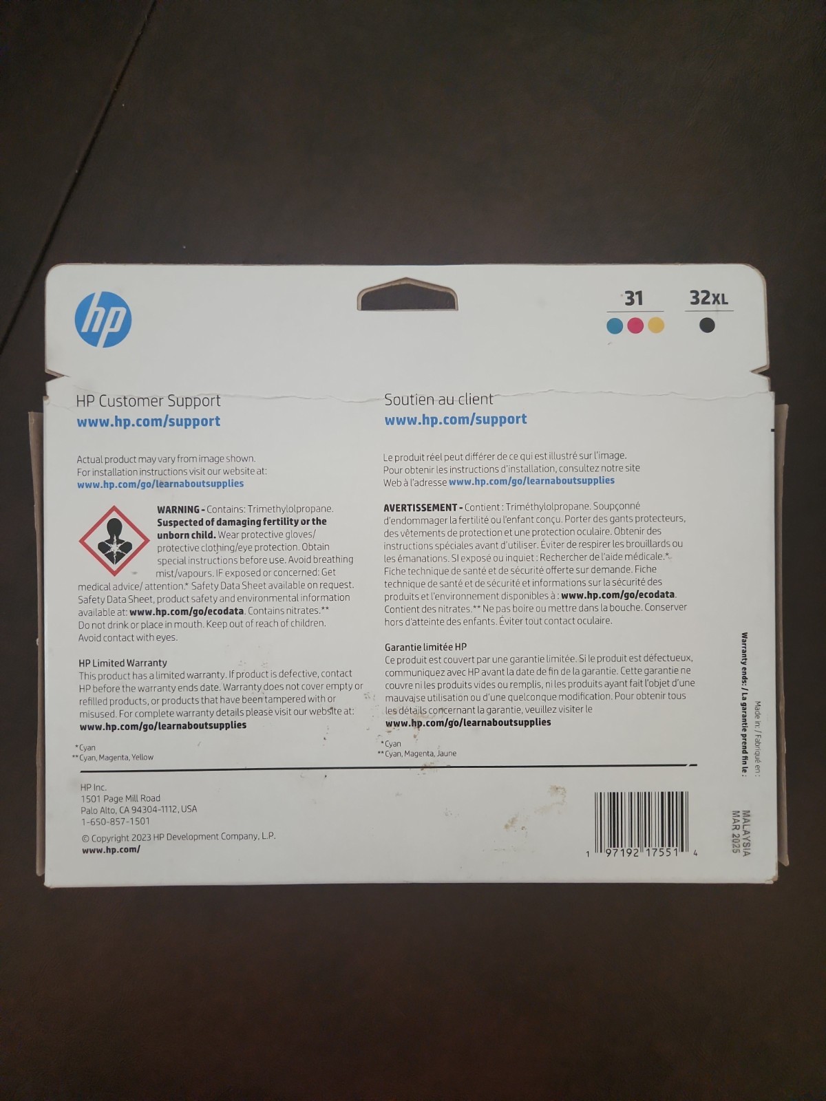 Genuine HP 32XL/31 Black Cyan Magenta Yellow 4PK Ink Bottles SmartTank Plus 3/25