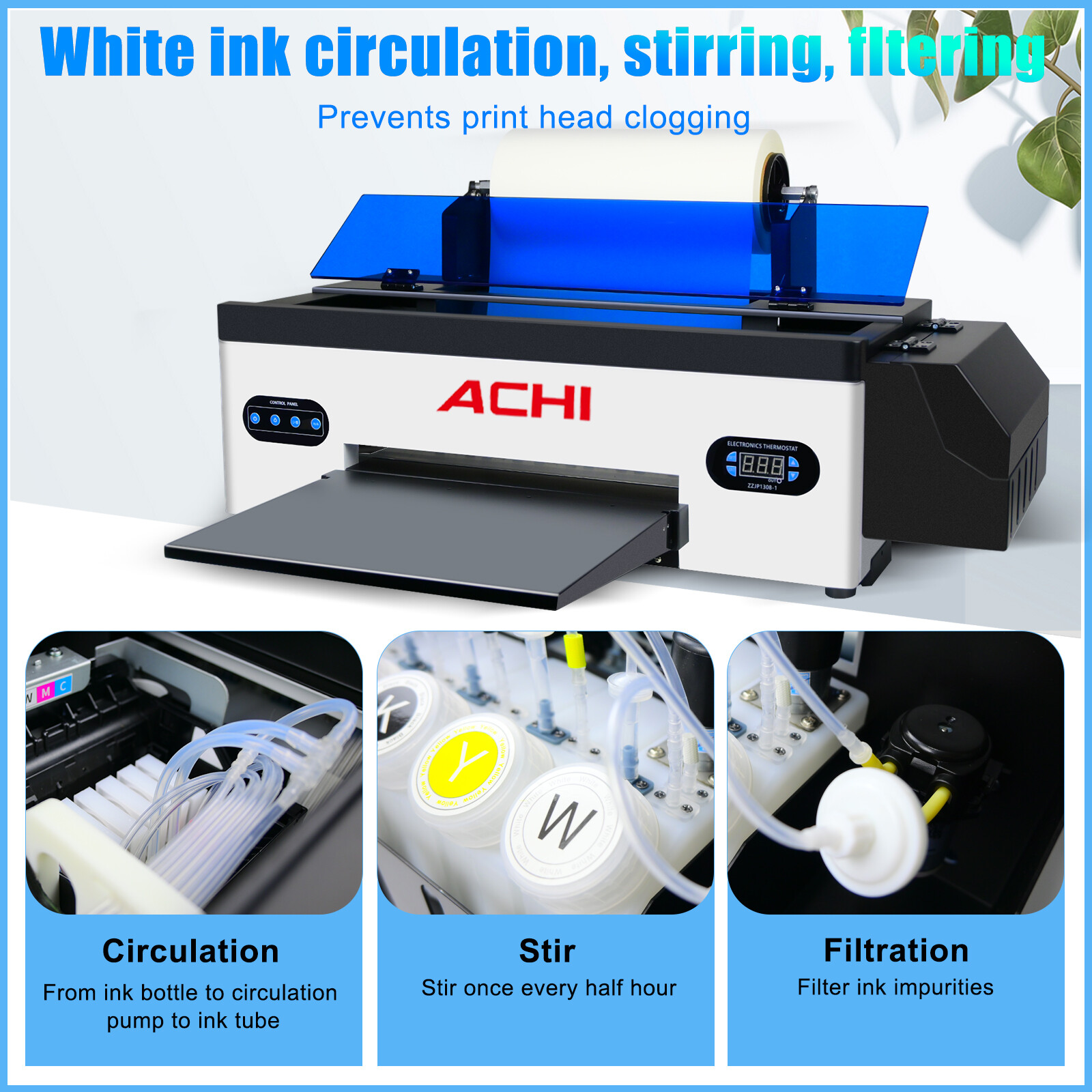 ACHI A3 1390 DTF Printer Clothes Printing Machine for T-shirt Small Business US