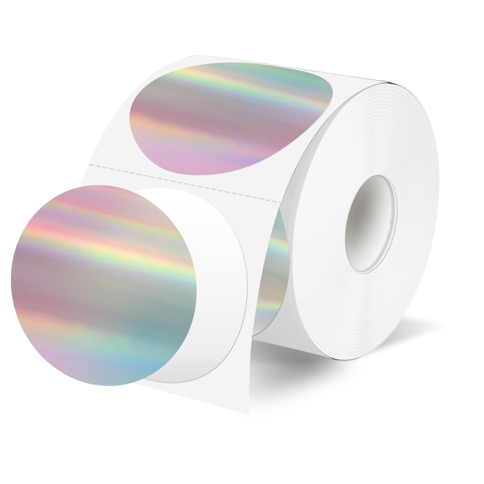2 Inch Circle Thermal Label Stickers, Holographic Round Direct Thermal Sticke…