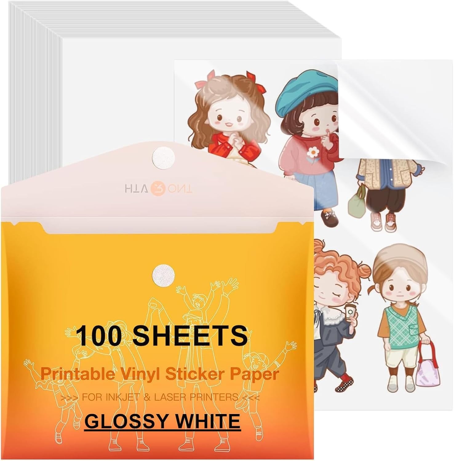 HTVRONT Printable Vinyl Sticker Paper 100 Sheets Glossy Waterproof Sticker Paper