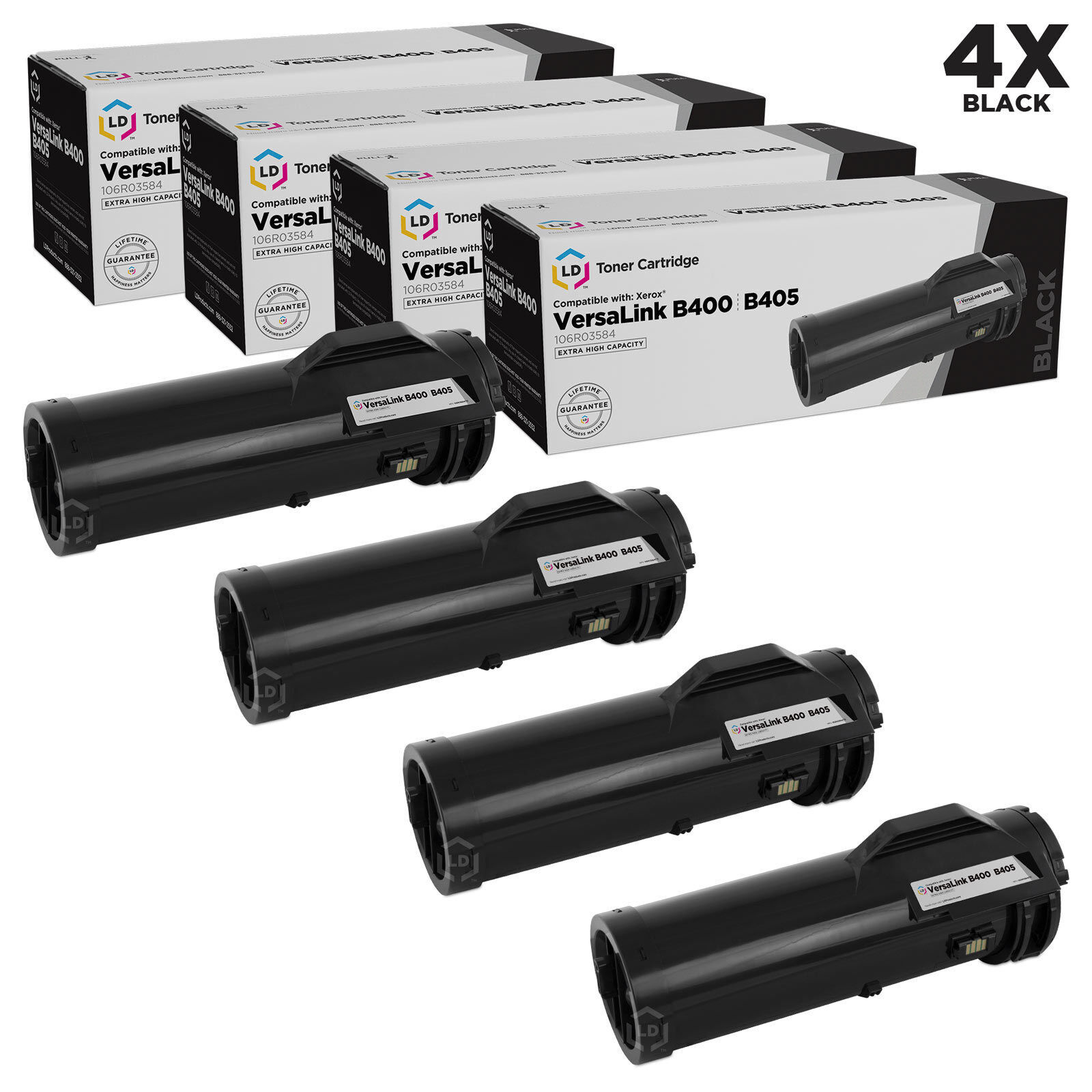 LD Compatible Xerox 106R03584 Extra HY Black Toner 4PK for VersaLink B400/B405