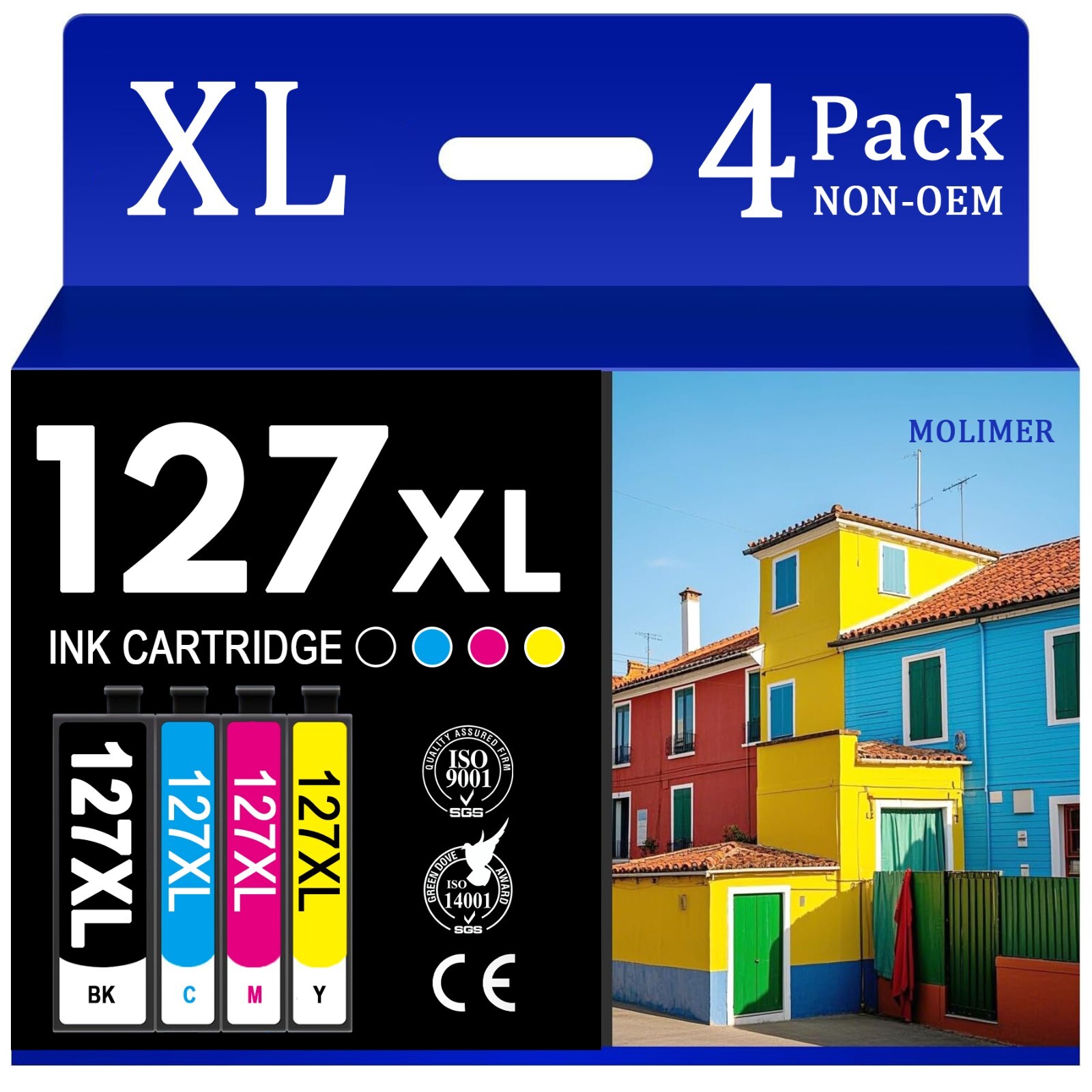4PK 127 127XL High Yield Ink Cartridge for Epson 127XL 60 630 WF-3540 7510 7520