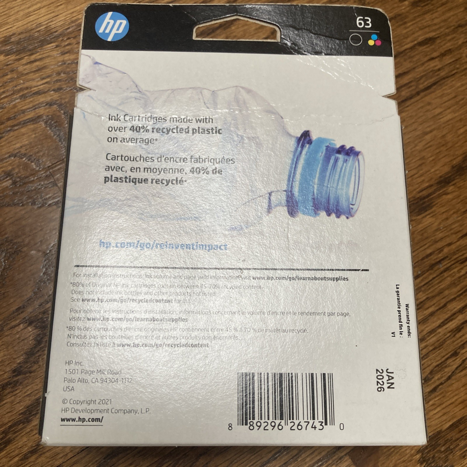 Genuine HP 63 Black & Tri-Color 2-Pack Combo Ink Cartridge- Exp Jan 2026