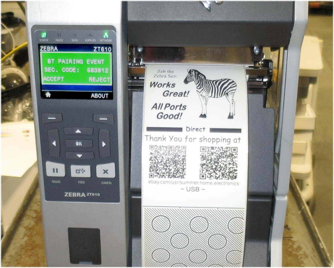 Zebra ZT610 Industrial Label Printer 600dpi RS232 USB Network BT Latest Firmware