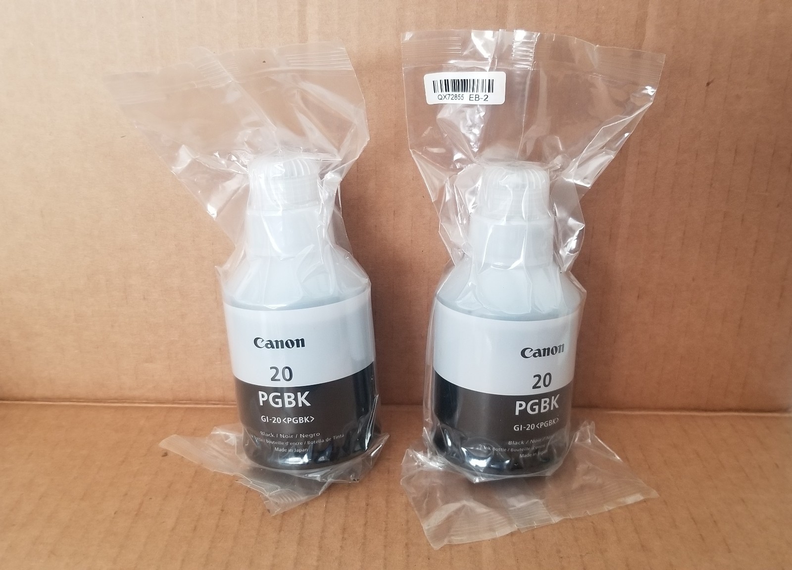 2PK Canon OEM GI-20 PGBK Ink Bottle Pixma G6020 G5020 MegaTank Printers open box