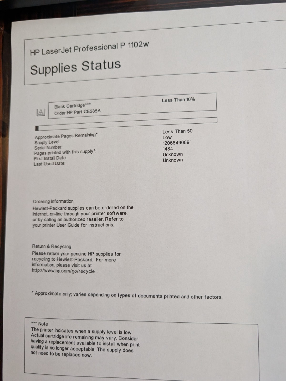 HP LaserJet Pro P1102w Compact Monochrome Wireless Laser Printer WORKS GREAT