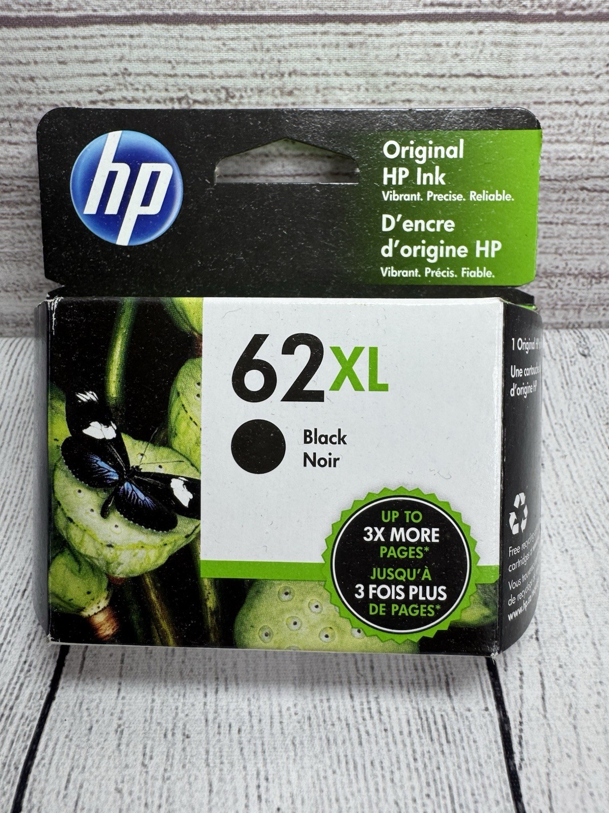 62 XL HP Printer Ink black New in Box EXP 2022 Sealed Box OEM Genuine