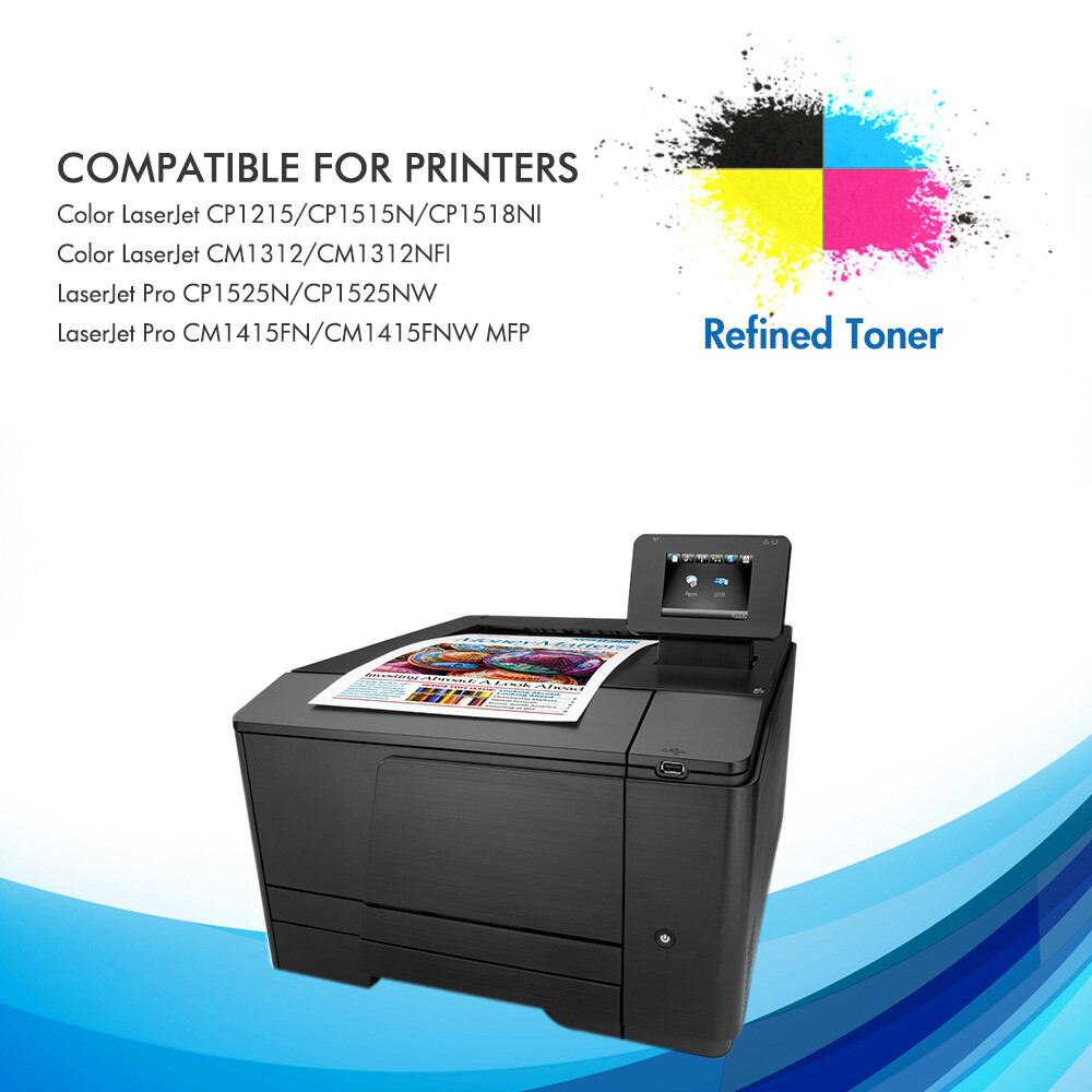 4 Pack 125A Toner Compatible With HP CB540A Laserjet CM1312nfi CP1215 CP1518
