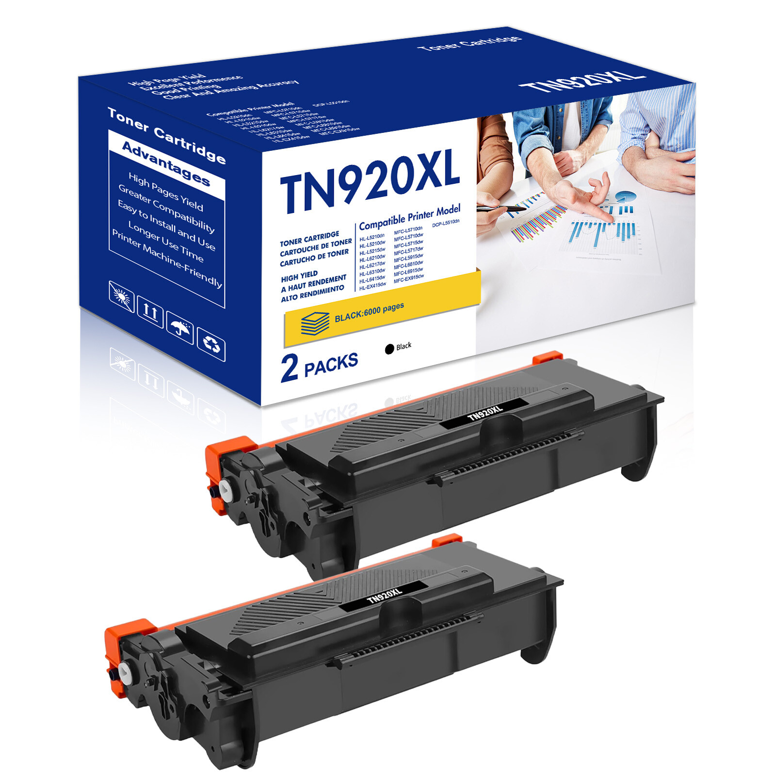 2PK TN920XL Toner Compatible With Brother TN 920 Toner HL-L6217DW MFC-L5710DW