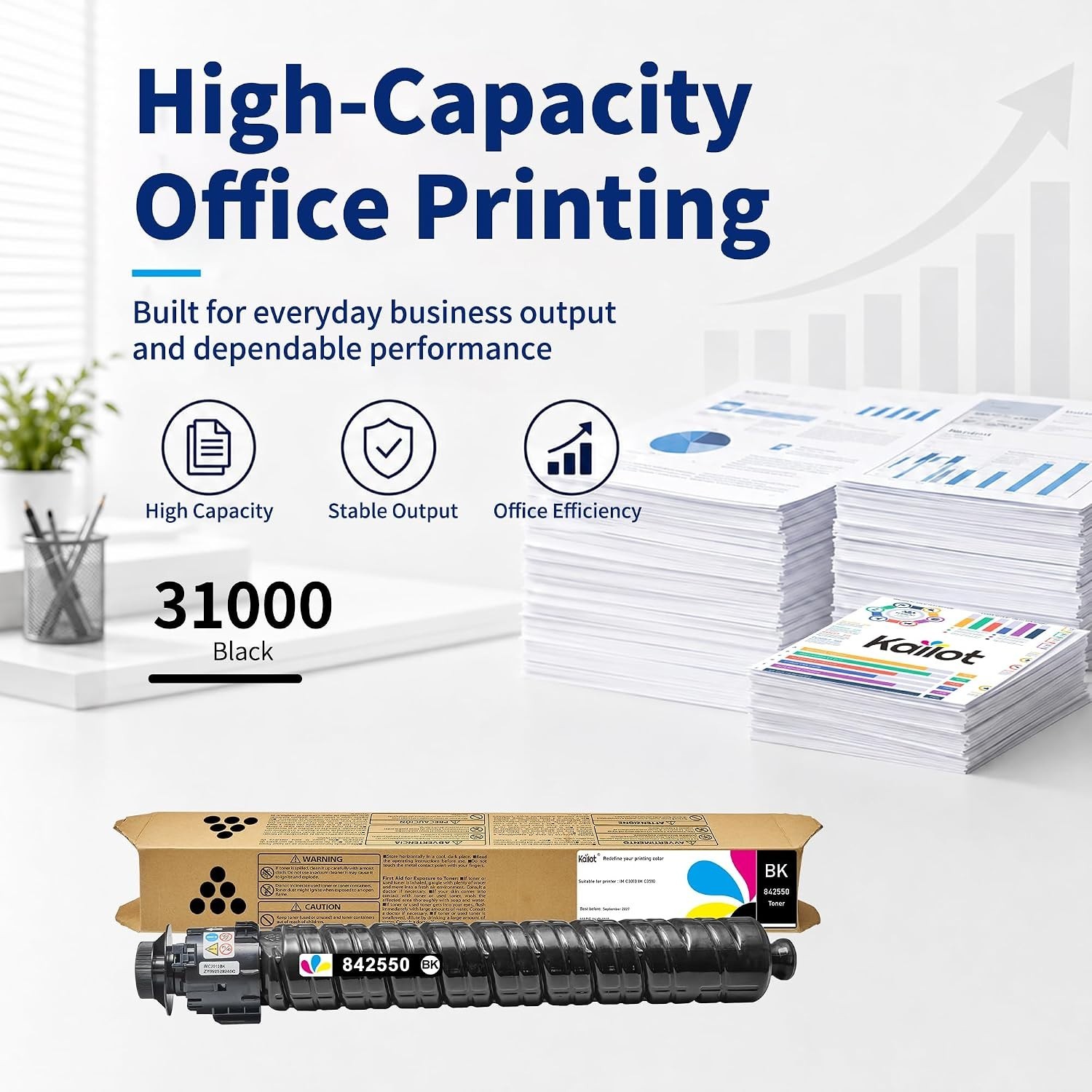 842550 Black Toner Cartridge Ricoh IM C3010 C3510 1-Pack Compatible BN