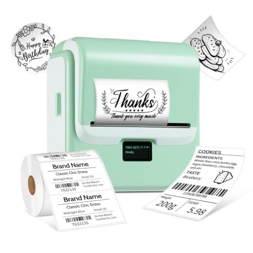 Green Label Maker Machine with Tape – 3″ Green Bluetooth & USB Connection