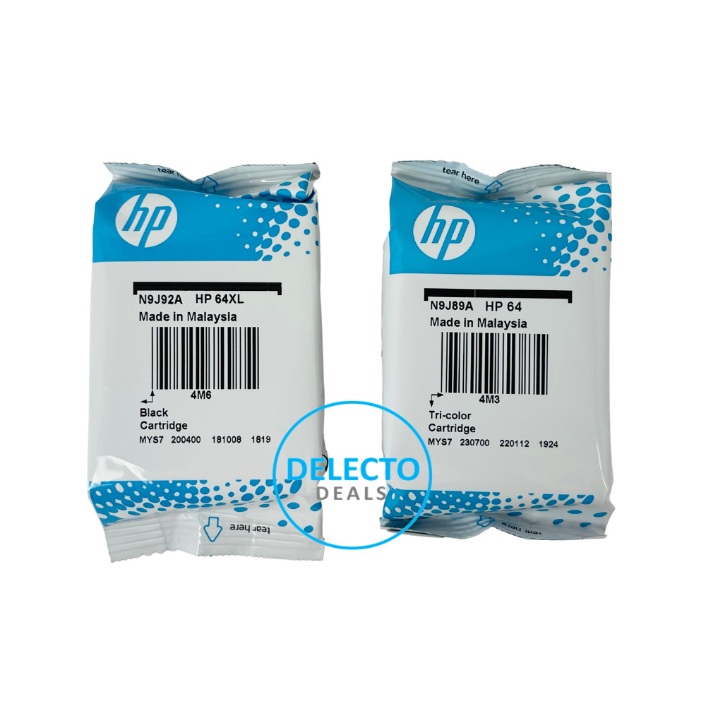 GENUINE 2-Pack HP 64XL Black & 64 Tri-color Ink ENVY 7155 7858 7864 7855 NEW
