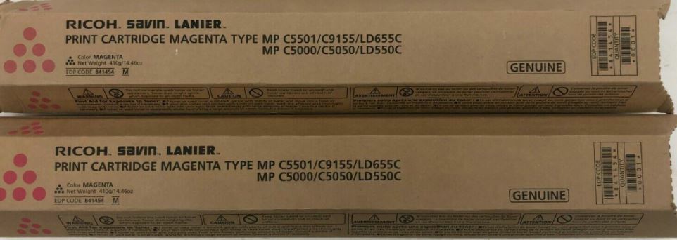 New ! 2 PK Genuine Ricoh MP C5501 MP C9155 LD655C Magenta Toner 841454