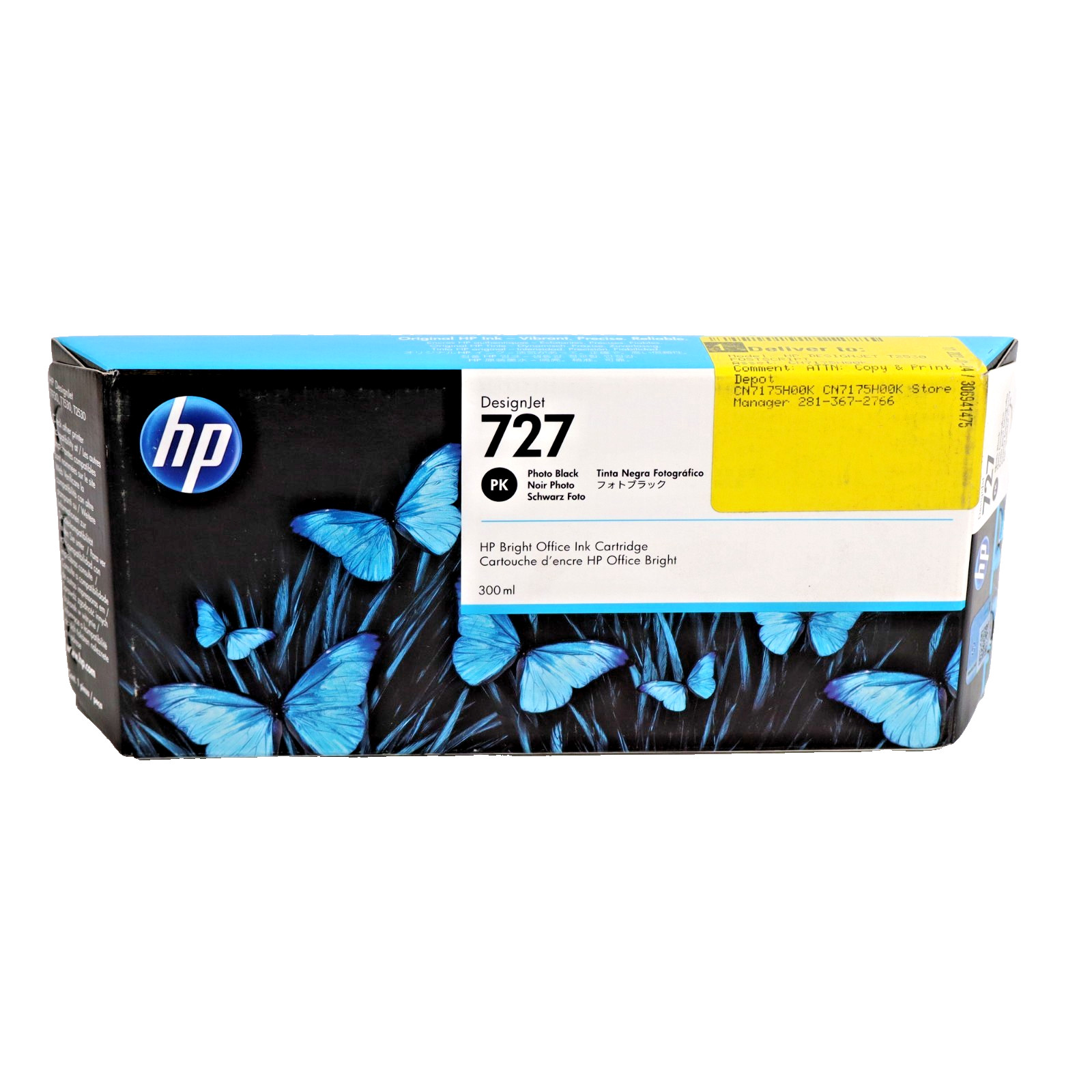 GENUINE HP 727 300ml Photo Black DesignJet Ink Cartridge Warranty 04/2023 SEALED