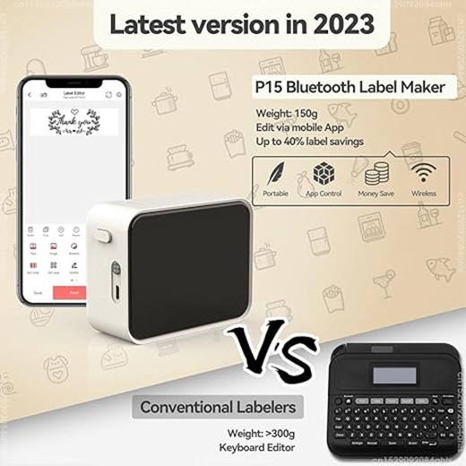 P15 Bluetooth Label Maker Machine Portable Sticker Barcode Thermal Label Printer