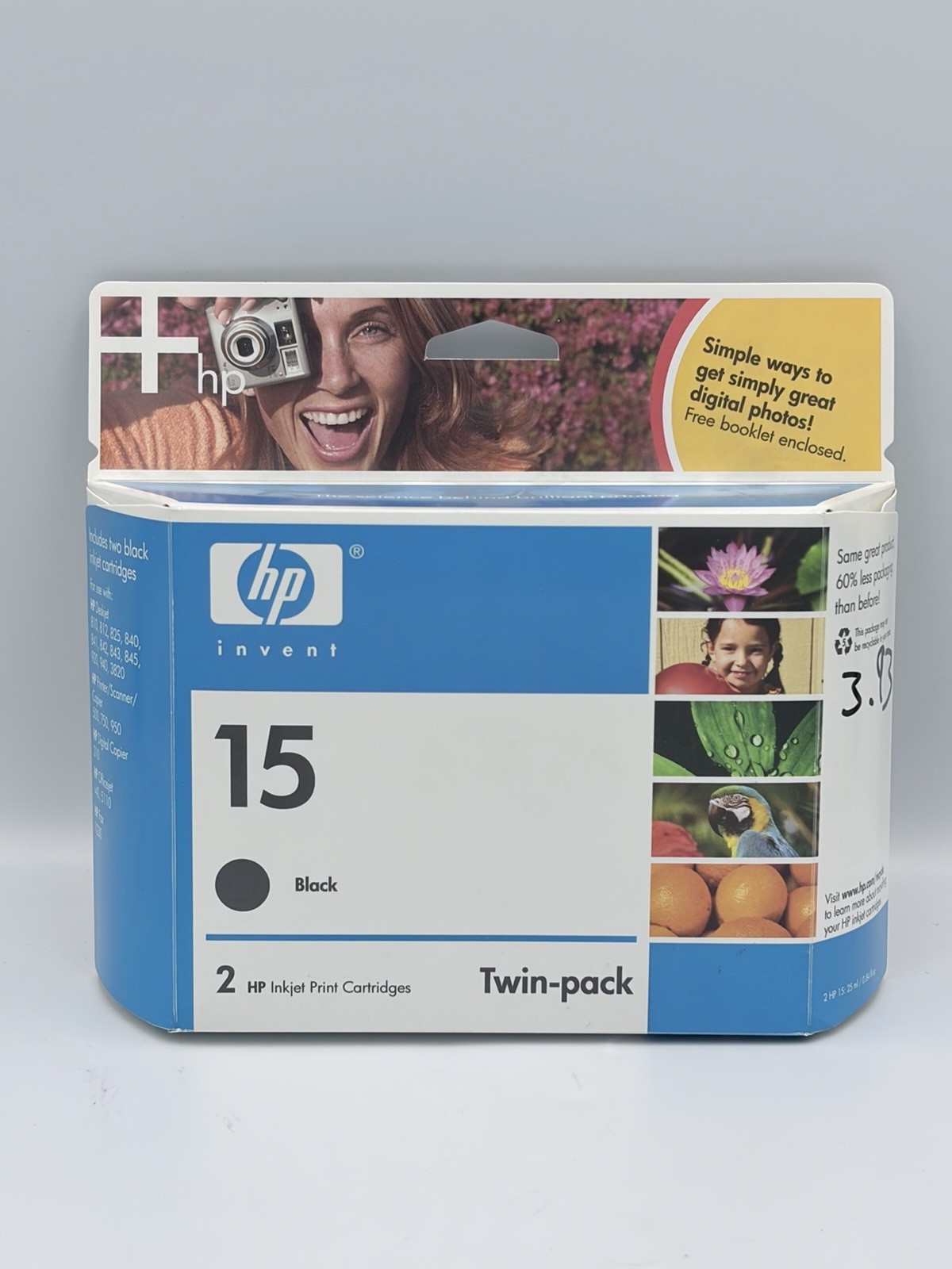 Genuine HP Twin-Pack Printer Ink Cartridges #15 2 Pack w/Photo Book – SEALED NEW