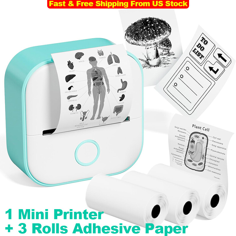 Phomemo T02 Thermal Photo Printer Print Pod Sticker Printer+3 Roll Paper Gift
