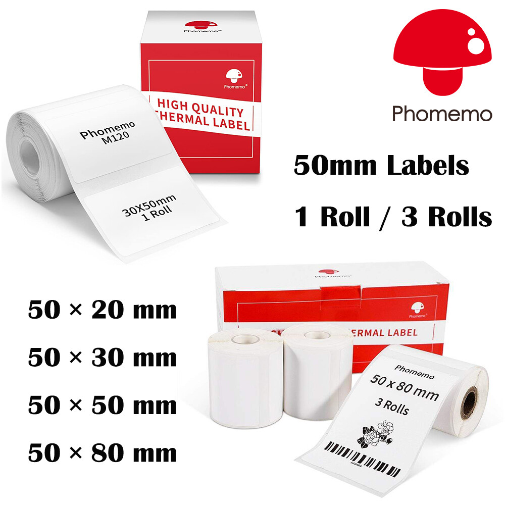 50mm White Square Sticker Label Adhesive Tag Paper for Phomemo M110/M200 Printer