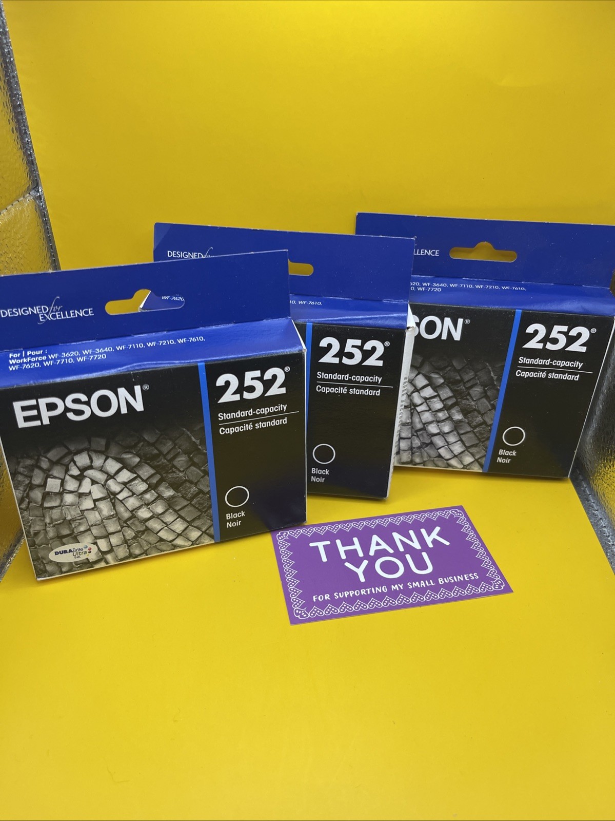 Epson 252 Black Ink Cartridge LOT OF 3 EXP: 2/2026, 1/2027, 7/2027