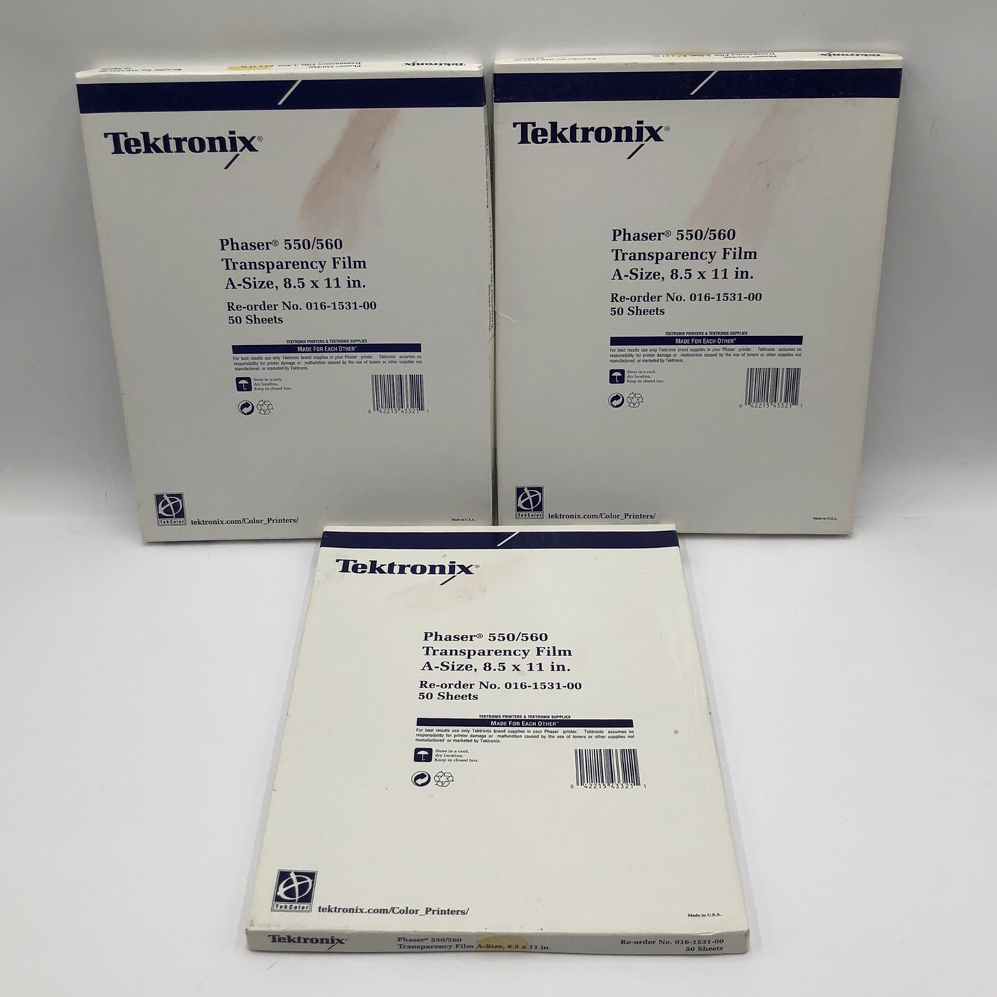 Tektronix Phaser 560 Transparency Film A-Size 8.5×11” Three Boxes Open Box