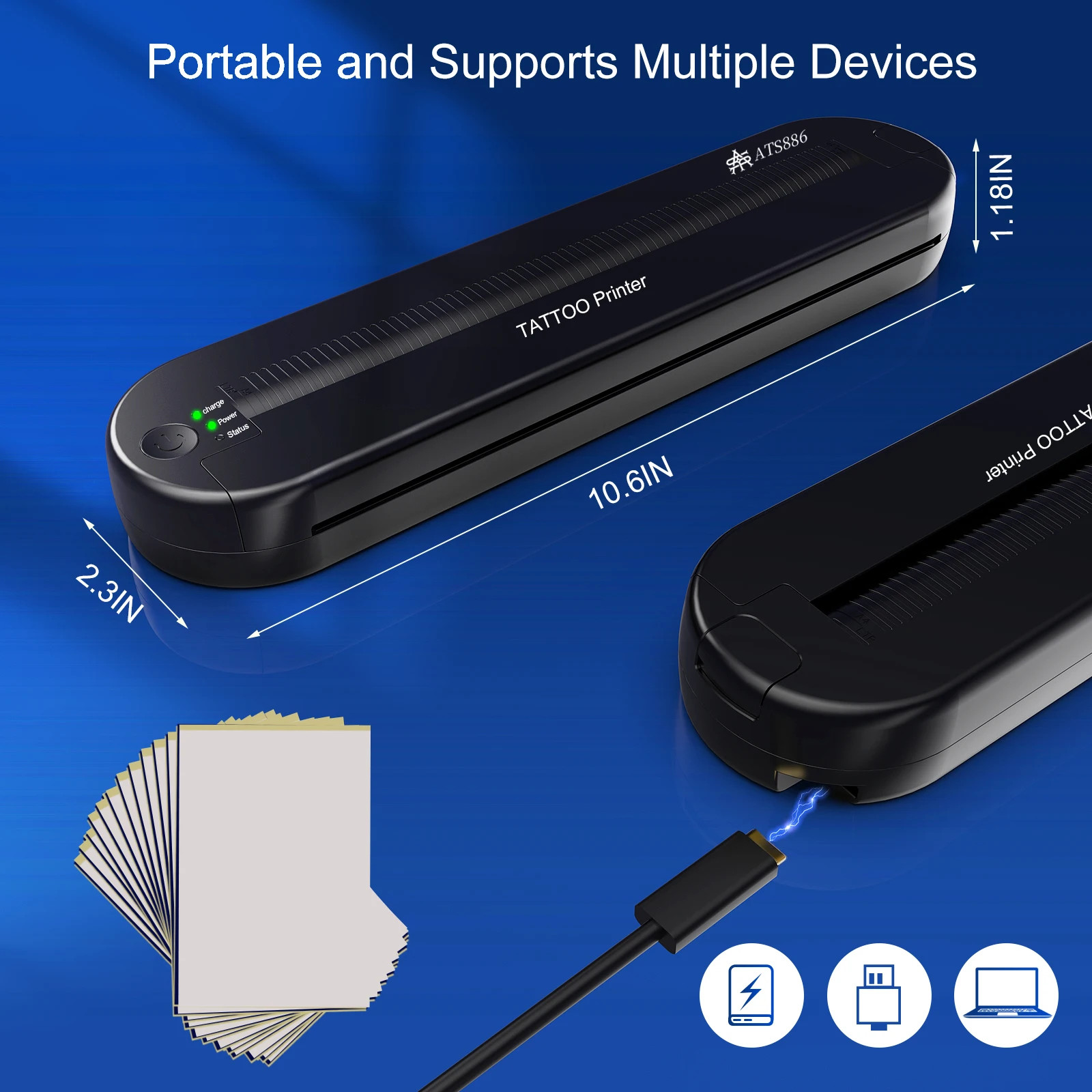 New Wireless Printer Tattoo Template Printer with 2000MAH Power Tattoo Printer