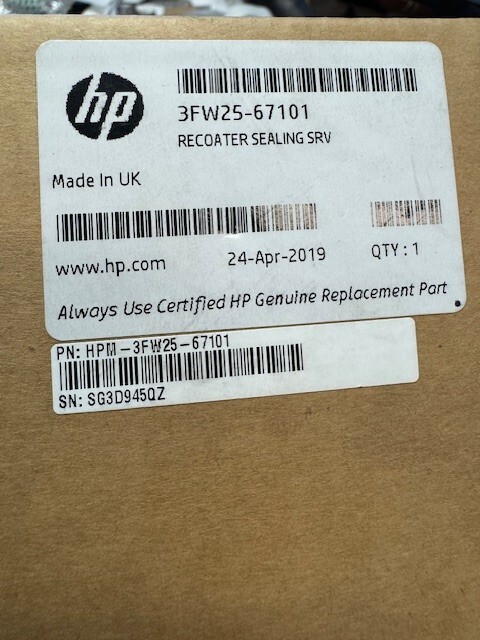 JET FUSION 5200 3D Printer 3FW25-67101 RECOATER RECOATER SEALING SRV HP NIB