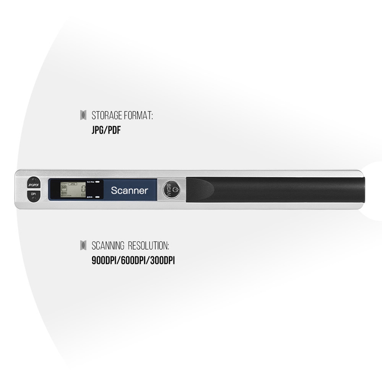 Portable Handheld Wireless Scanner 900DPI A4 LCD Type-C JPG PDF Bag