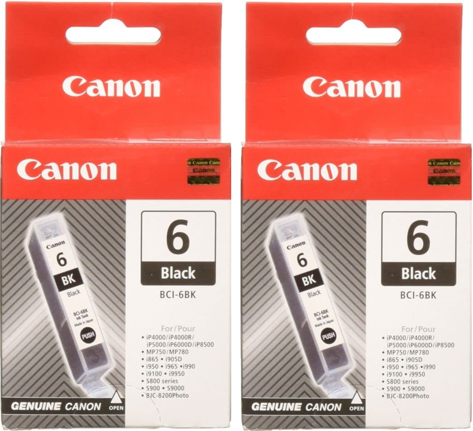 New Genuine 2PK Canon BCI 6 Black Ink Cartridges Canon S- 800