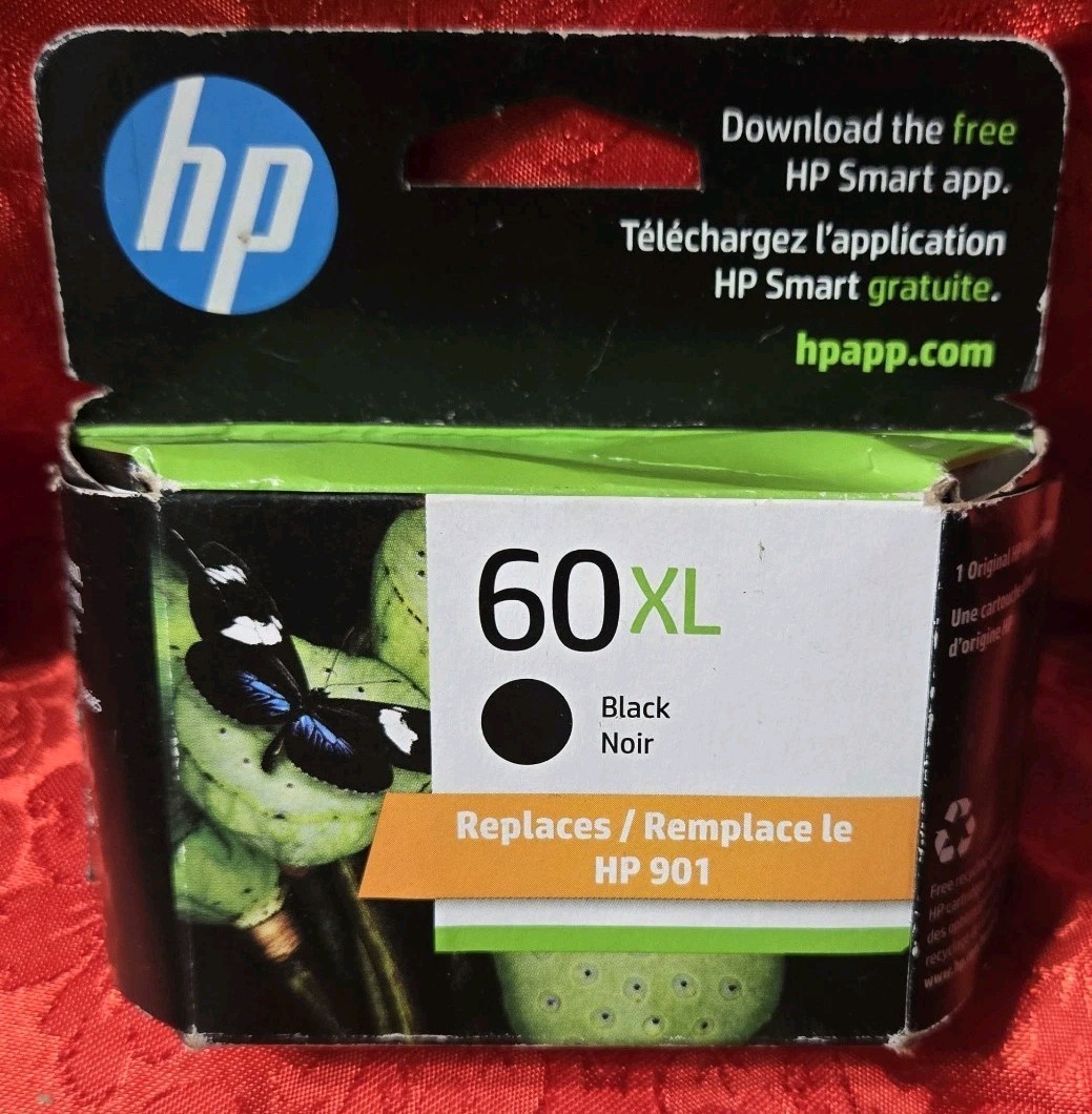 HP 60XL Black Ink Cartridge CC641WN Genuine New Sealed OEM Exp 4/25 $0 Shipping
