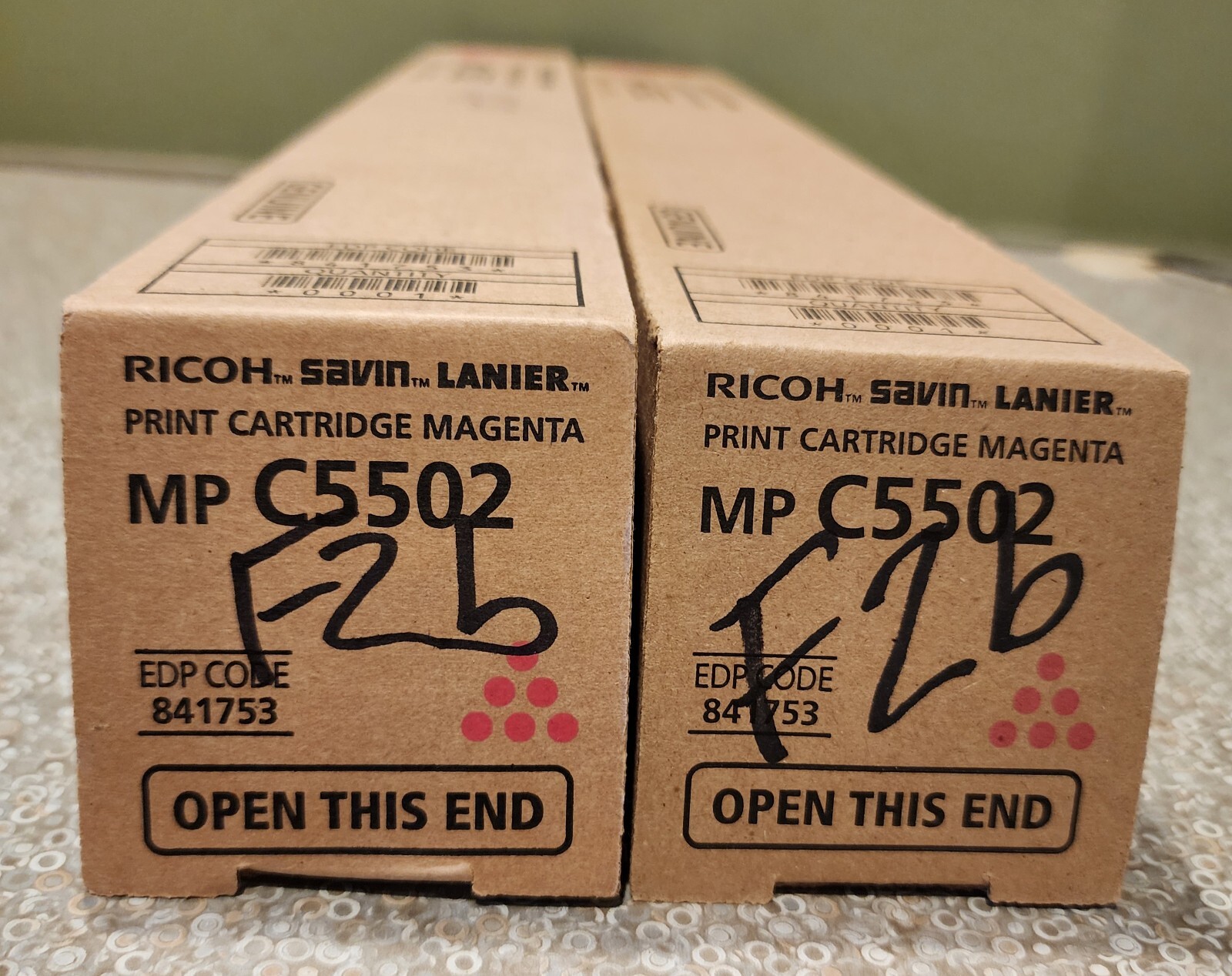 Sealed New Genuine Lot of (2) Ricoh MP C5502 841753 Magenta Print Cartridge