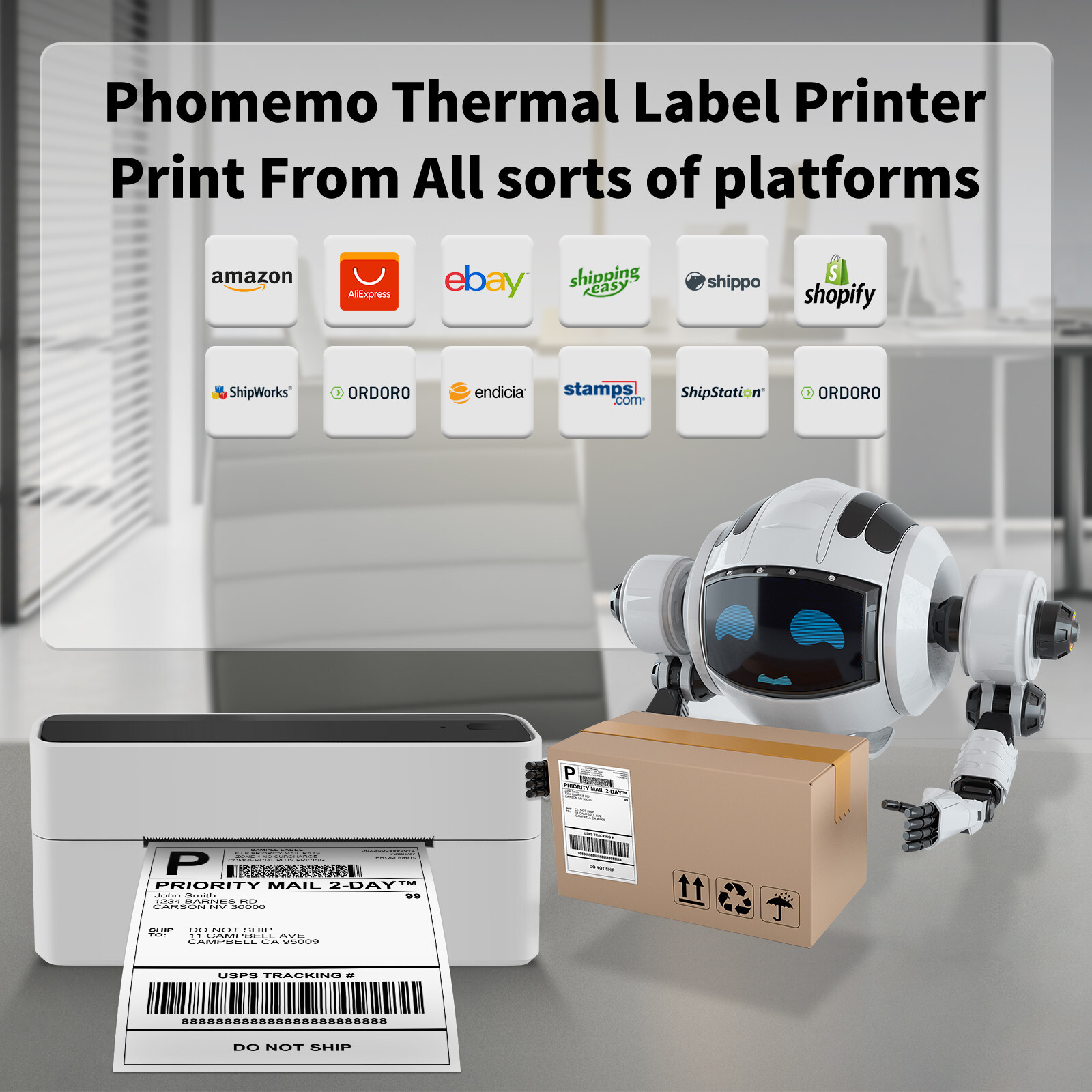 Phomemo Bluetooth Thermal Shipping Label Printer 4×6 for Amazon Label Maker Lot