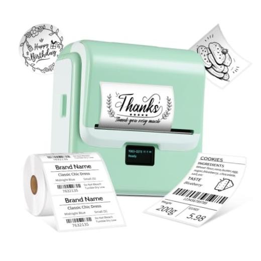 Green Label Maker Machine with Tape – 3″ Green Bluetooth & USB Connection