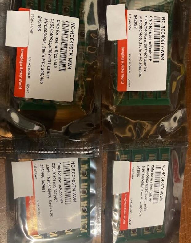 4 x Toner Chip for Ricoh Aficio MP C306 C307 C406 MP C406 MP C407 YMCK