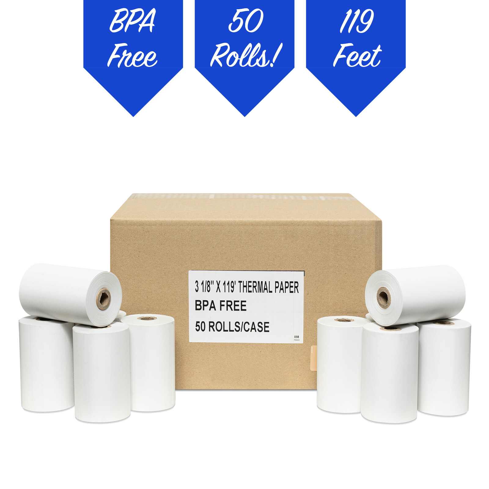 50 Roll 3 1/8″ x 119′ Thermal Cash Register Paper First Data FD100 FD200 FD300