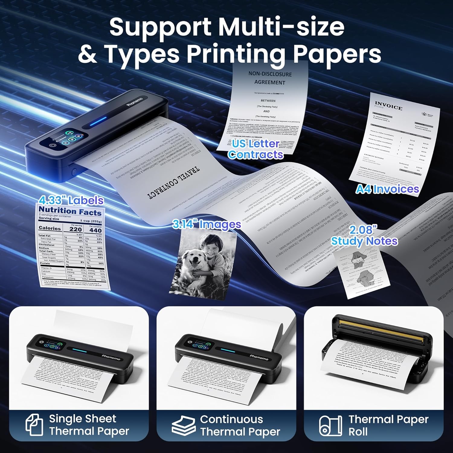 A4 Thermal Printer 2026s New Phomemo M832D inkless Printer for Home or Office