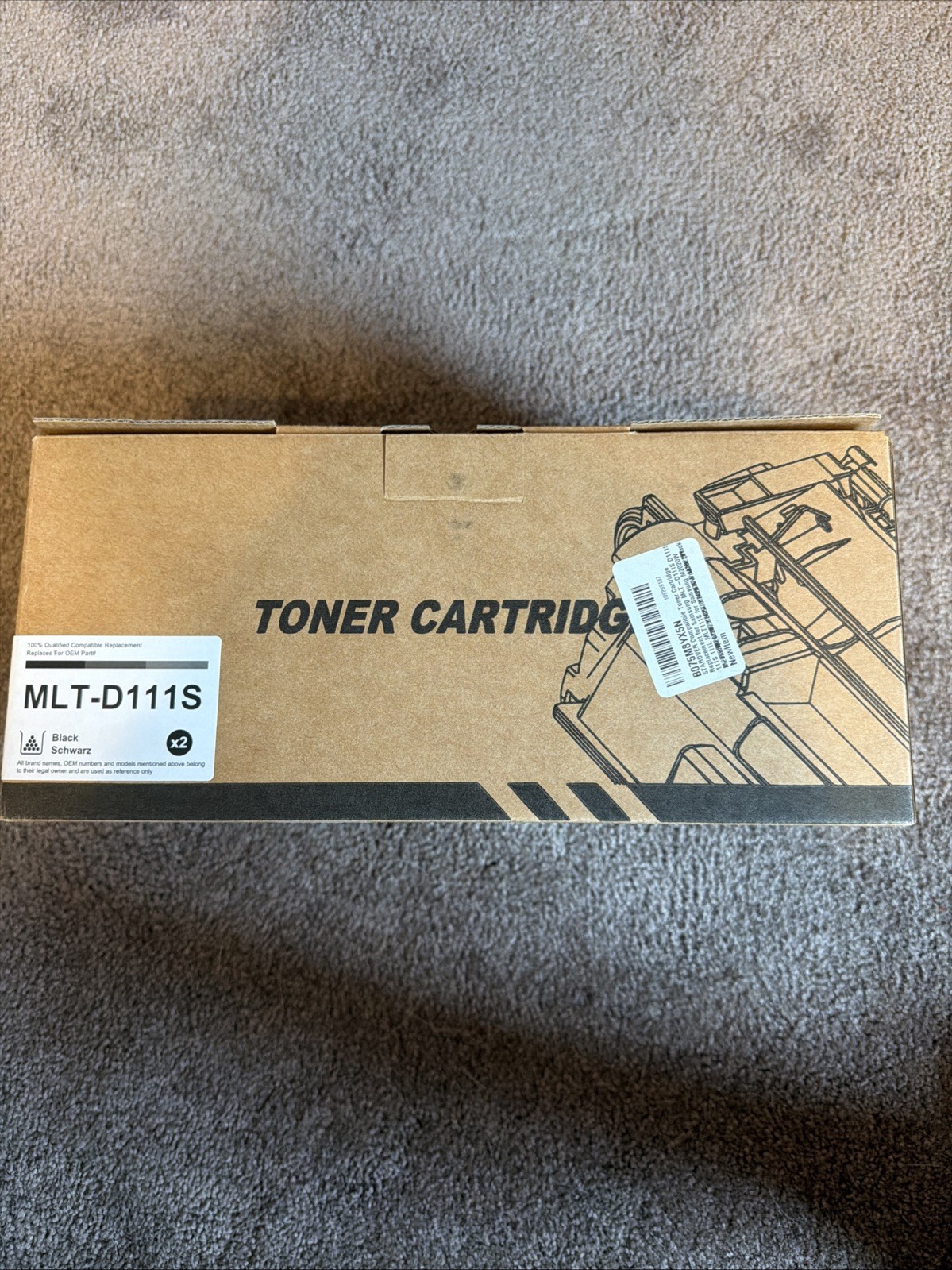 2 Replacement Toner Cartridges MLT-D111S For Samsung M2020W New In box Black