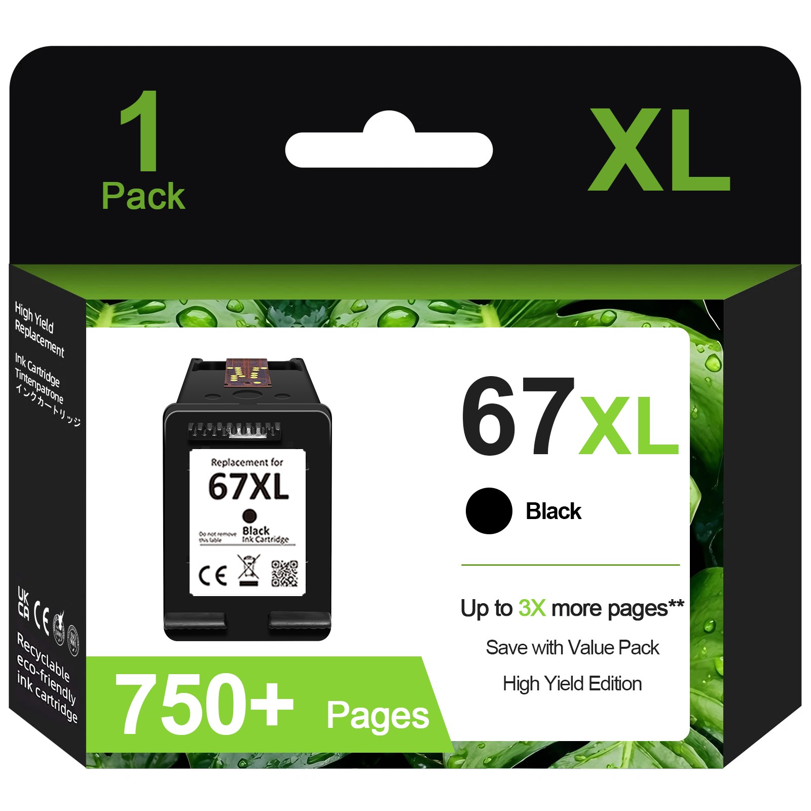 67XL Ink Cartridge for HP Ink 67 Deskjet 2800e 2752e 2755e 4155e Envy 6055e 6455