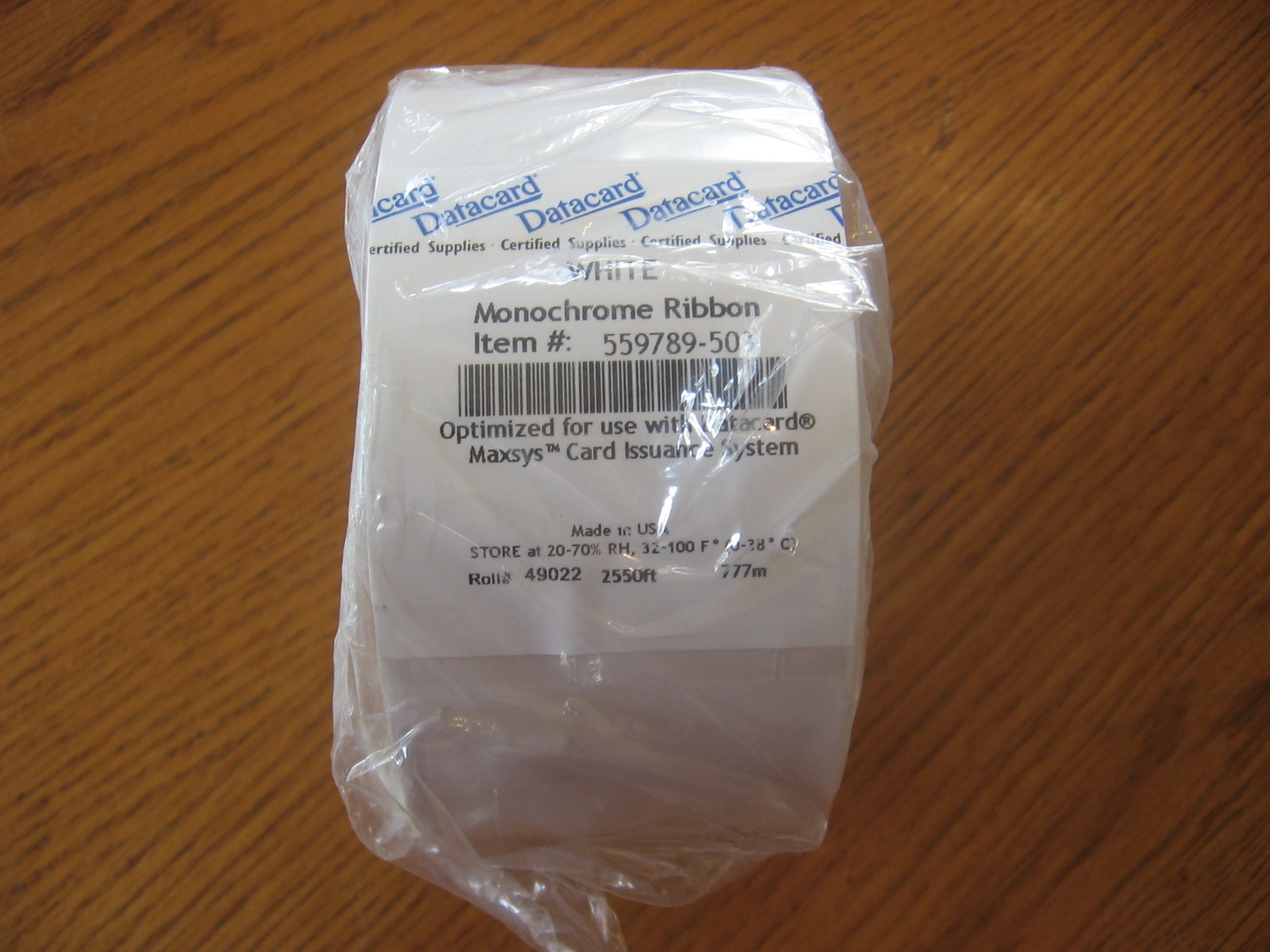 NEW Datacard 559789-503 roll white monochrome ribbon Maxsys Card Issuance System
