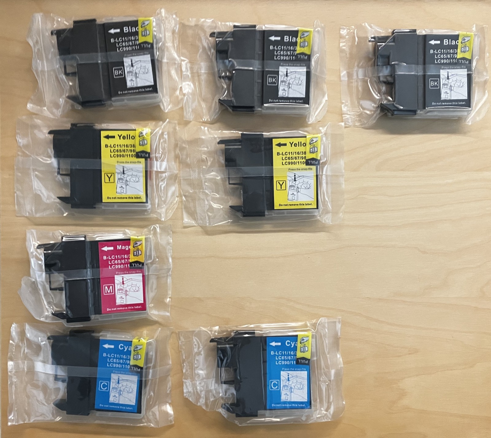 7 LC61 LC65 Ink Cartridges For various Brother MFC, 1 Set + 3 Sealed + 1 Open