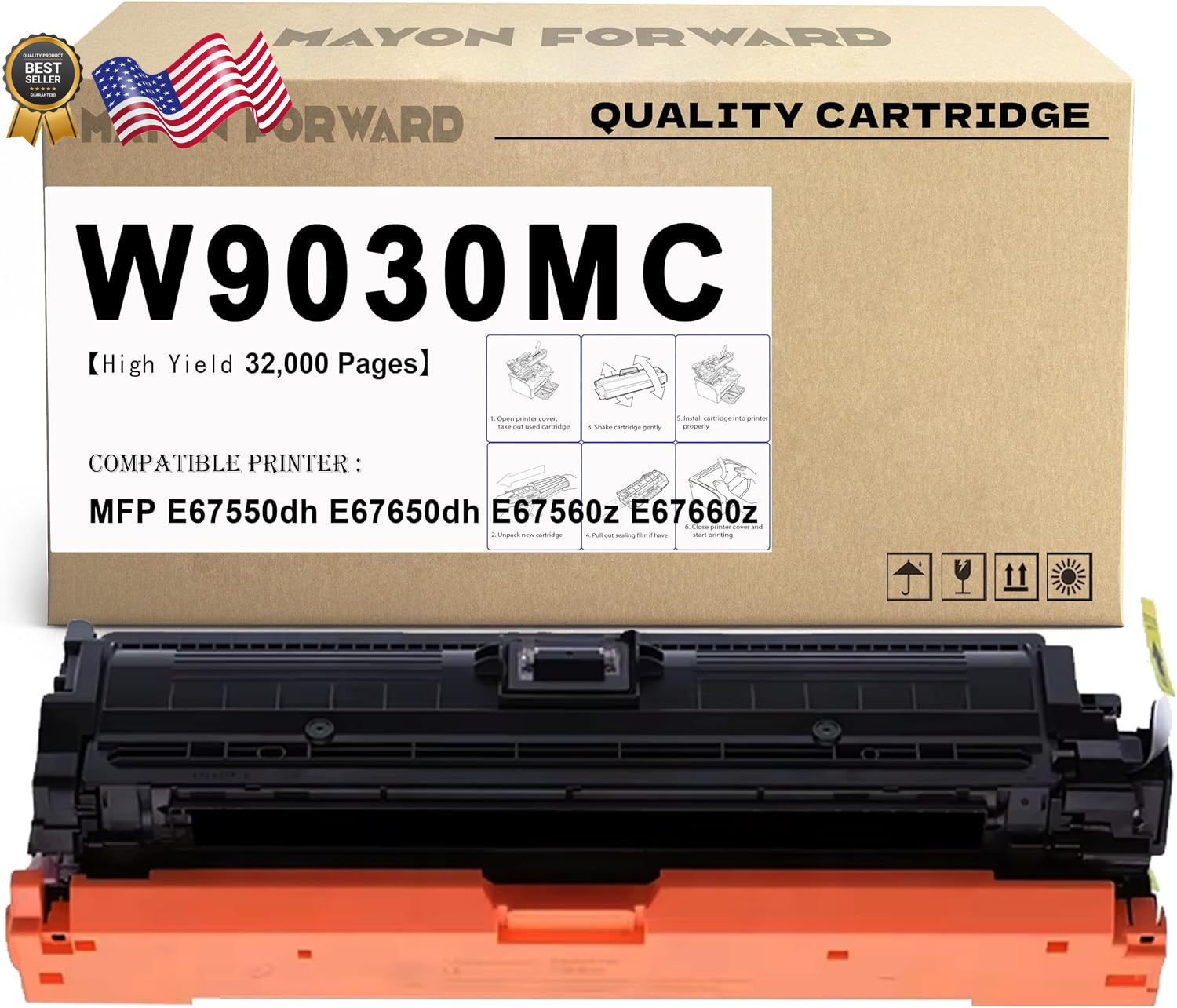 W9030 W9030MC Black Toner Cartridge Replacement for HP MFP E67550Dh E67650Dh