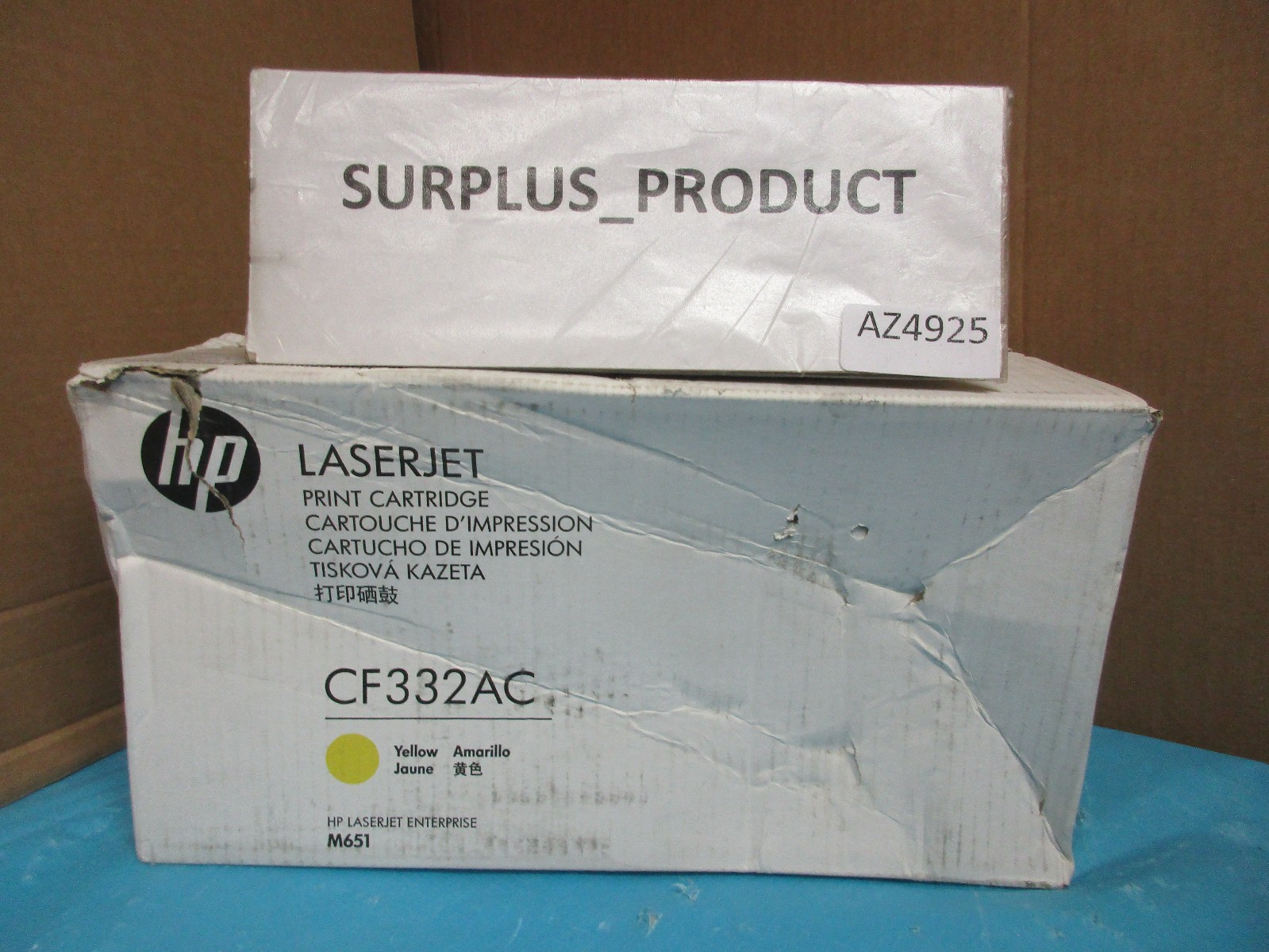 GENUINE HP CF332AC CF332A 654A YELLOW TONER CARTRIDGE LASERJET M651 DAMAGED BOX