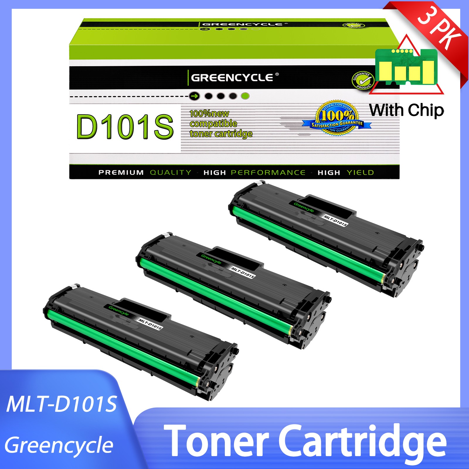 3PK MLT-D101S 101S Black Toner Cartridge For Samsung SCX-3405W Printer