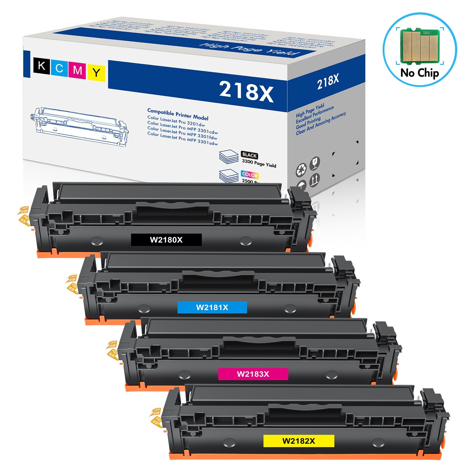 4PK 218X Toner Cartridge for HP Color LaserJet Pro MFP 3301fdw 3201dw 3301sdw