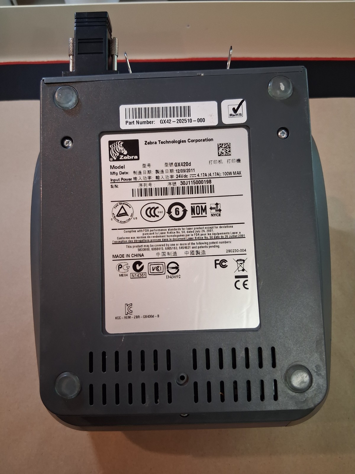 Zebra GX420d Monochrome Thermal Label Printer USB GX42-202510-000