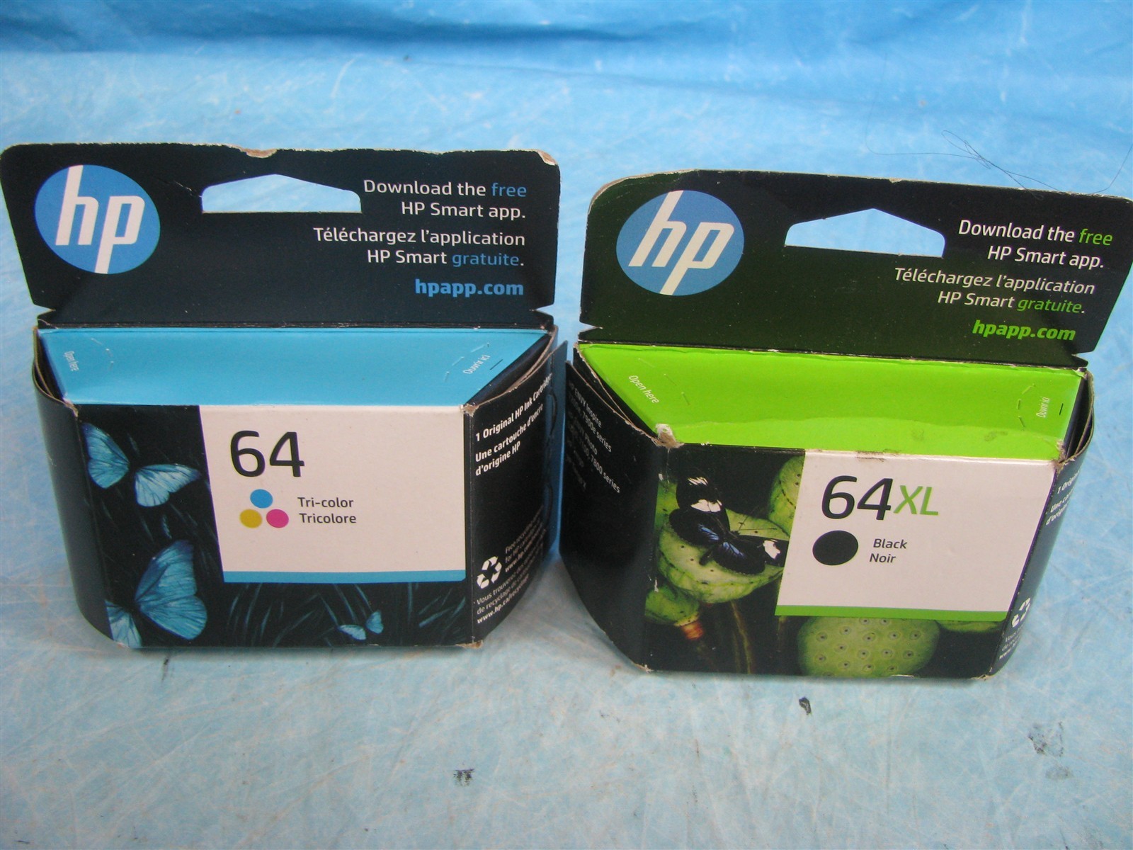 2 GENUINE HP 64 INK CARTRIDGES (1) BLACK XL & (1) TRI-COLOR – N9J92AN – N9J89AN