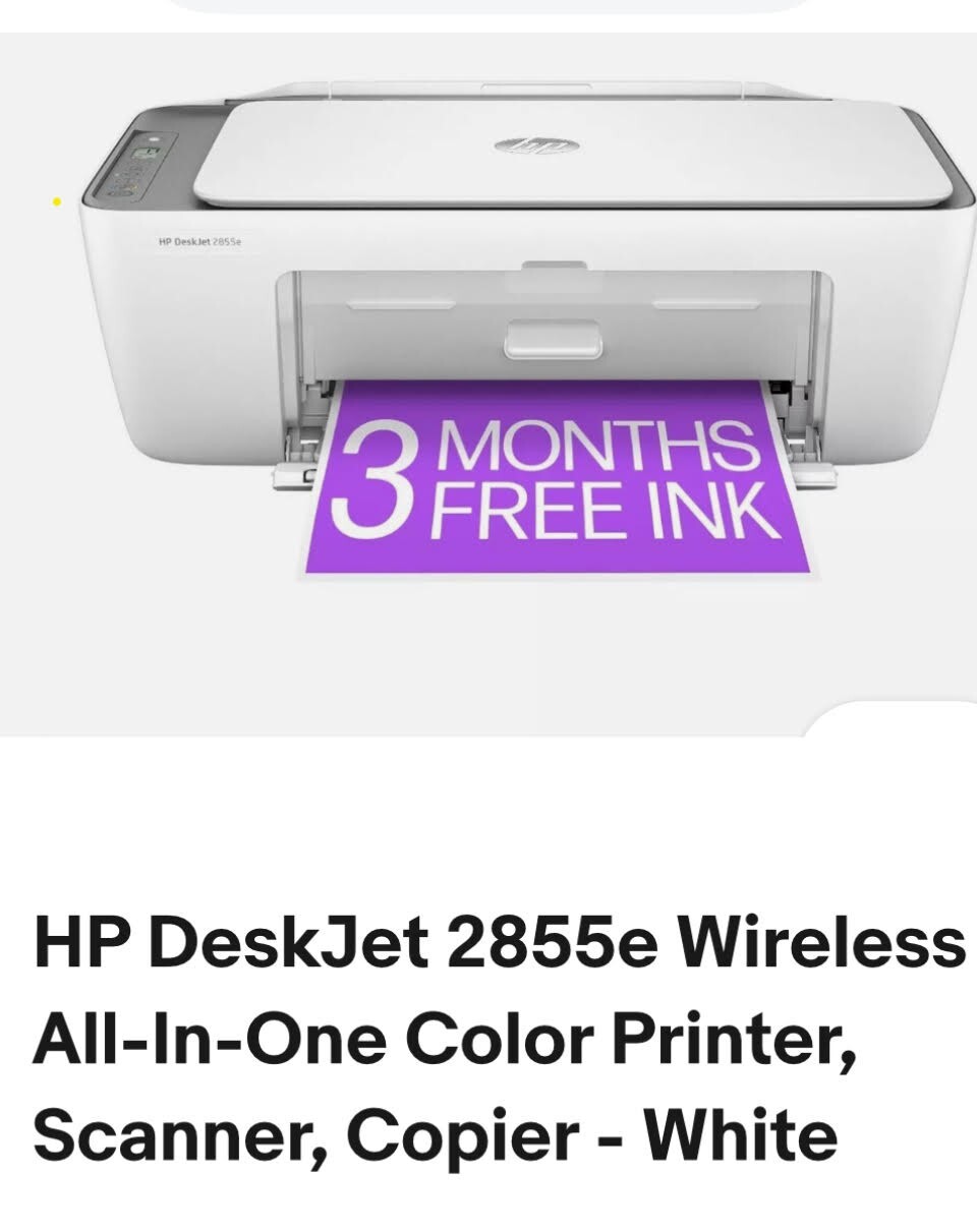 PRINTER HPDeskJet 2855eWirelessAll-In-One Color Printer, Scanner, Copier – White