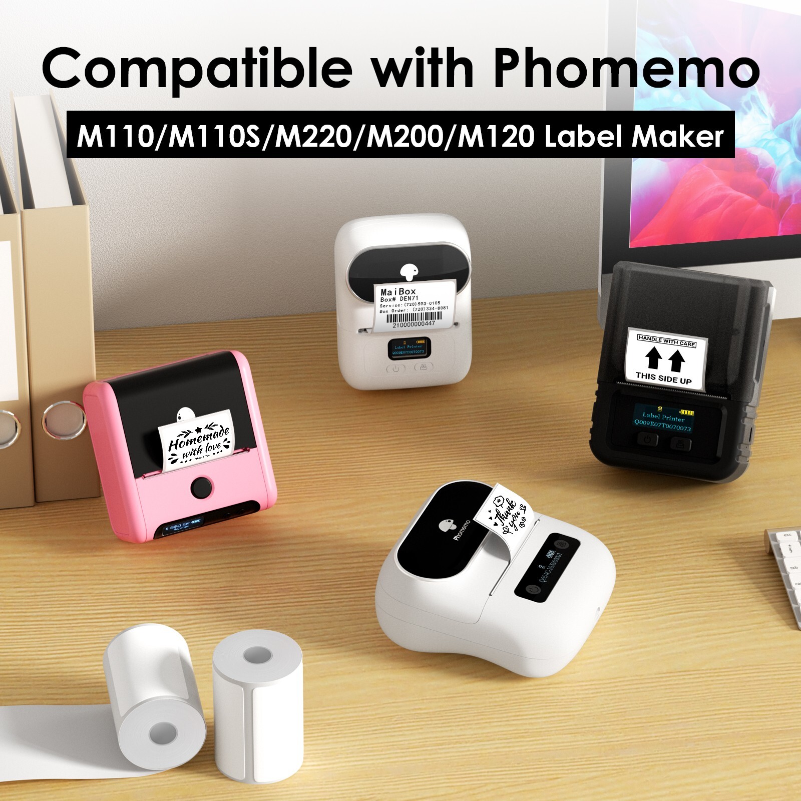 3Rolls Square 40*30mm Self-Adhesive Thermal Label for Phomemo M110/M200 Printer
