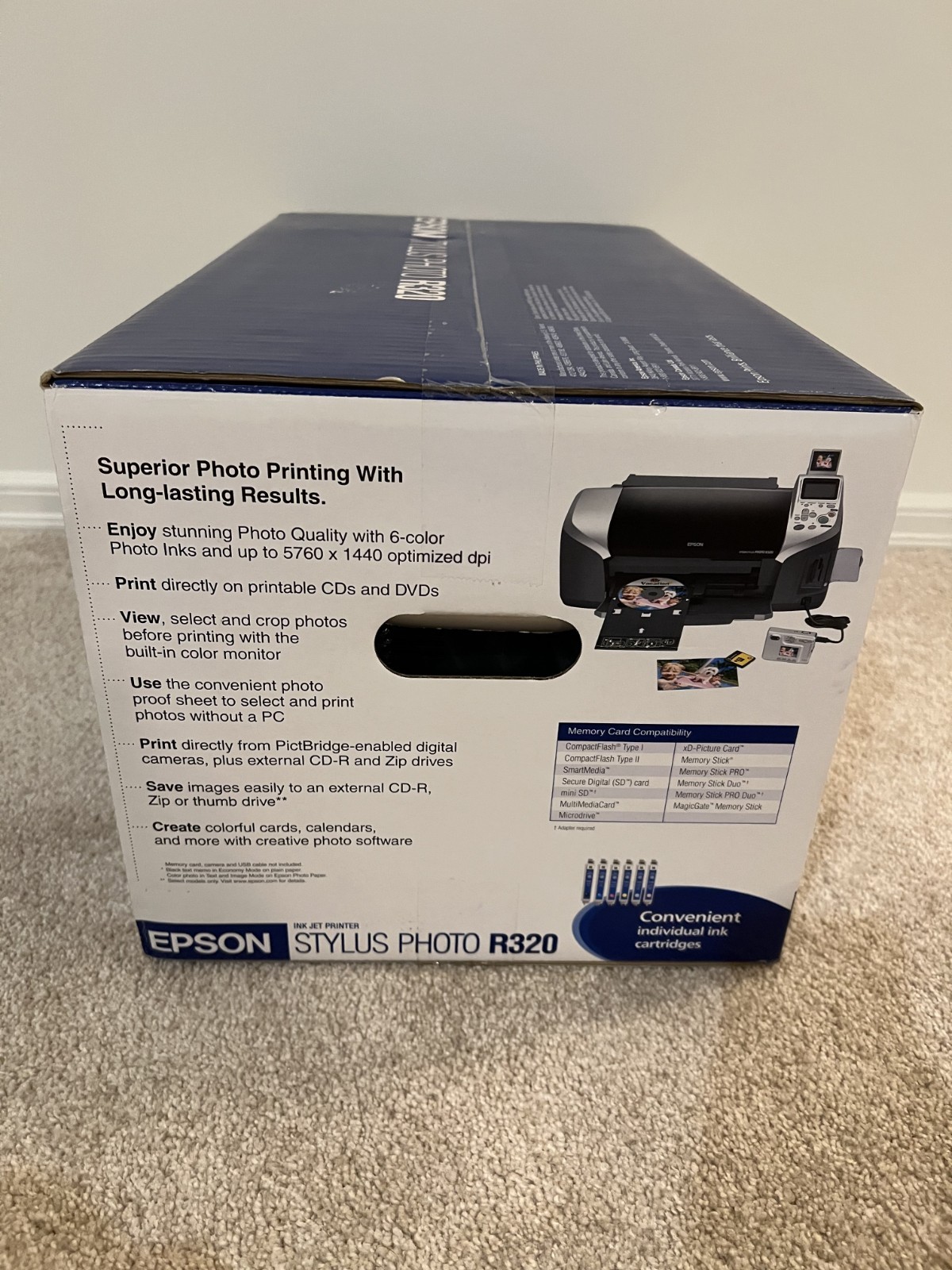 NEW Epson Stylus Photo R320 Inkjet Photo Printer Factory Sealed CD/DVD Printing